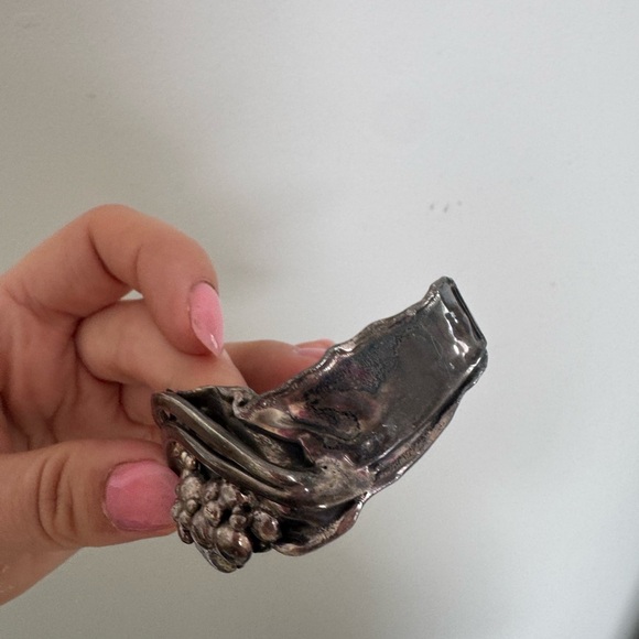 Vintage Sterling Silver Brutalist Cuff Bracelet – Sculptural Organic Design - Picture 7 of 7